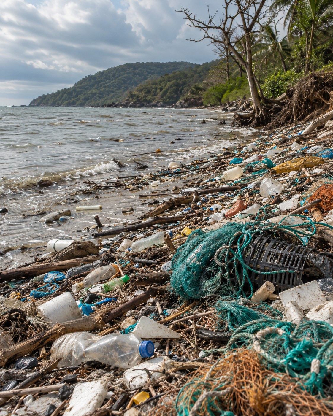 Mit Plastikmüll übersäter Strand